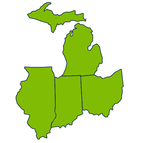 Upper midwest states. Michigan, Illinois, Indiana, Ohio